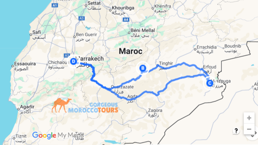 3 days tour from Marrakech to Merzouga Desert.