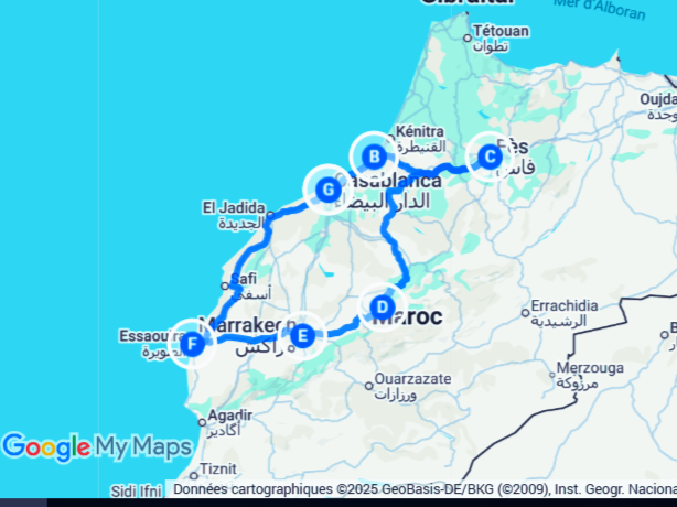 9 days itinerary from Casablanca to Marrakech