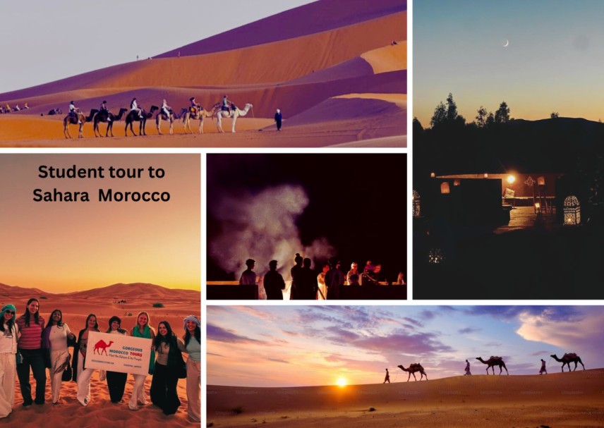 Student group trip to Morocco Desert.